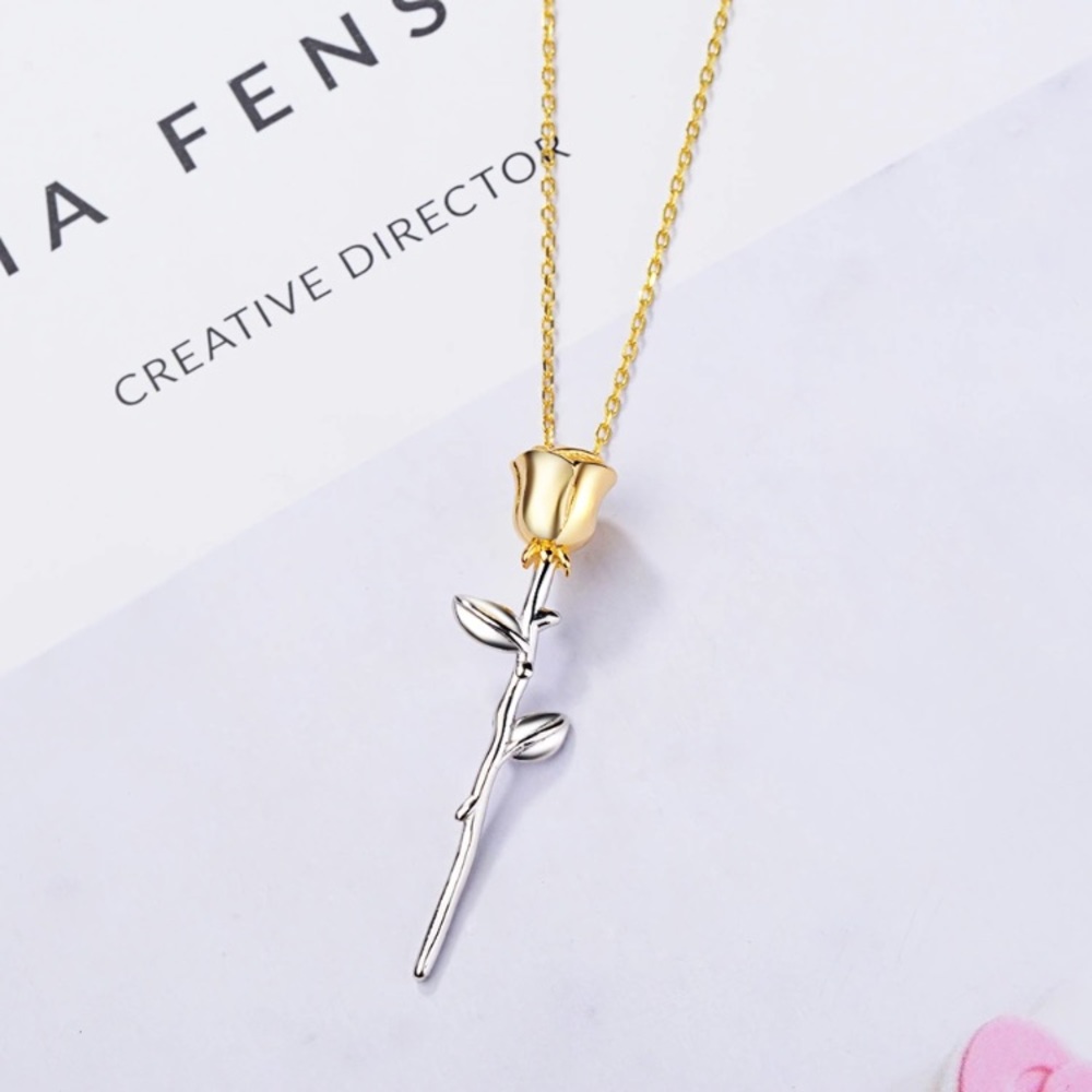 Gold Silver Rose Necklace